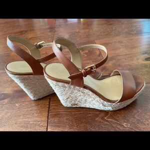 Michael Kors Jill Jute leather wedge sandals size 7 used